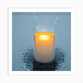 Candle In Water Art Print