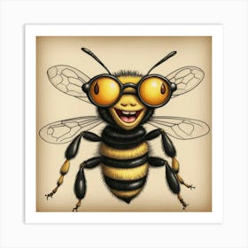 Bee With Glasses Art Print