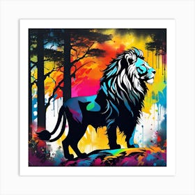 Lion In The Forest 25 Art Print