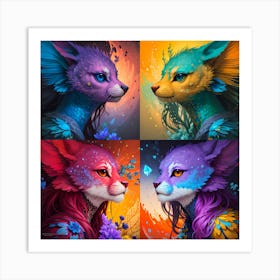 Four Foxes 1 Art Print