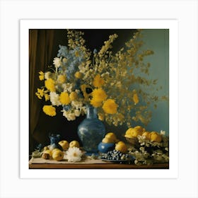Blue And Yellow Flowers 1 Art Print