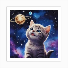 Kitten In Space 1 Art Print