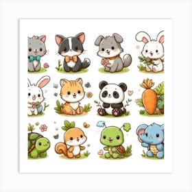 Cute Animals 3 Art Print