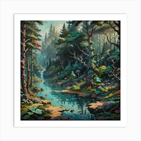 River In The Forest 19 Art Print