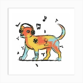 Dog With Headphones 7 Art Print