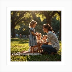 Family Portrait In The Park Art Print