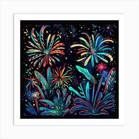 Fireworks Background Art Print