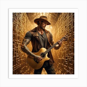 Guitar of gold Art Print