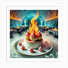 A Luxurious Dessert Called Frozen Flame Soufflé, Art Print