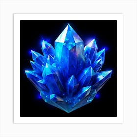 Glowing Blue Crystal Cluster 2 Art Print