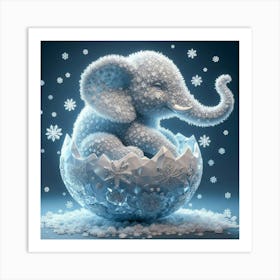 Elephant In The Snow 1 Art Print