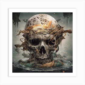 Skull In The Water 5 Art Print