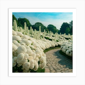 White Flower Garden 1 Art Print