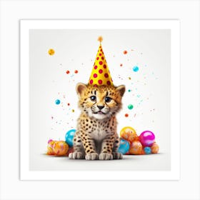 Birthday Cheetah 5 Art Print