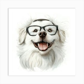 Dog With Glasses 47 Art Print