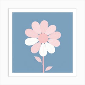 A White And Pink Flower In Minimalist Style Square Composition 571 Art Print