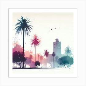 Cityscape With Palm Trees 1 Art Print