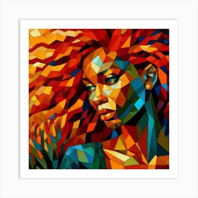 A beautiful woman, Cubism 1 Art Print