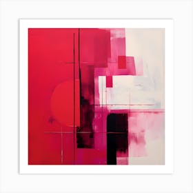 Scarlet Serenity: Bauhaus Essence in Pink Shades Art Print