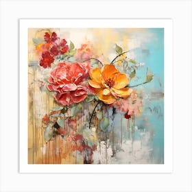 Vintage Bright Flowers 3 Art Print