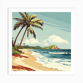 Beach And Palm Trees Art Print