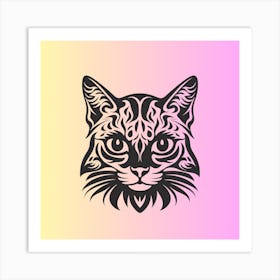 Tribal Cat Head Art Print