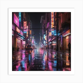 Wet City Street art print Art Print