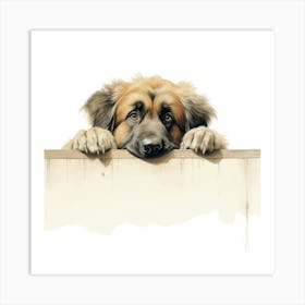 Dog Peeking Over The Fence 8 Art Print