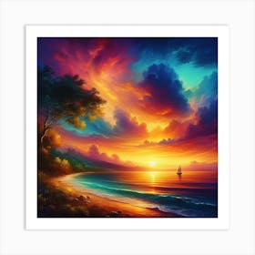 Sunset On The Beach 3 Art Print