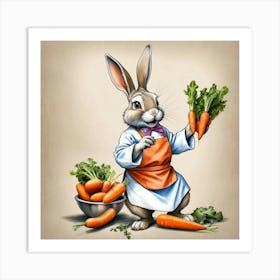 Rabbit With Carrots 19 Art Print