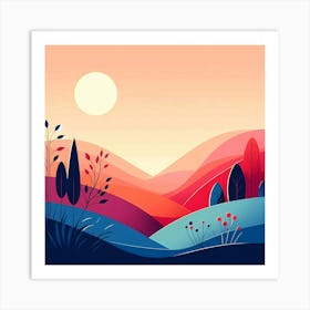 Landscape At Sunset Art Print