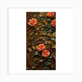 Roses And Leaves Art Print