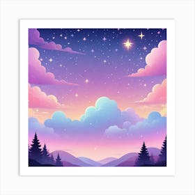 Sky With Twinkling Stars In Pastel Colors Square Composition 281 Art Print