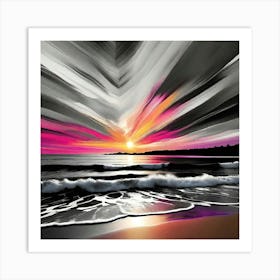 Sunset At The Beach 37 Art Print