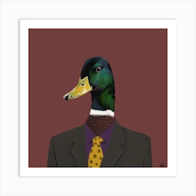 Duck In Suit 2 Square Art Print