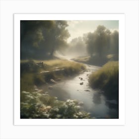 River In The Mist 2 Art Print