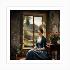 Lady By The Window Art Print