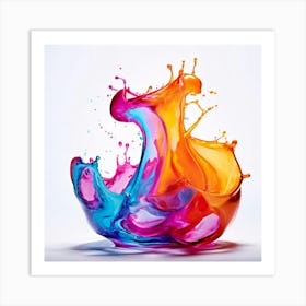 Fresh Colors Liquid 3d Design Spark Hot Palette Shapes Dynamism Vibrant Flowing Molten Art Print