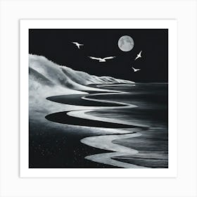 Night At The Beach Art Print