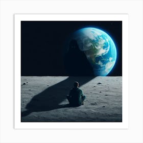 Man Sitting On The Moon Art Print