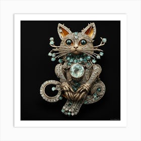 Cat Brooch Art Print