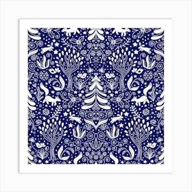 Winter Forest - Seamless Pattern in Scandinavian Style Art Print