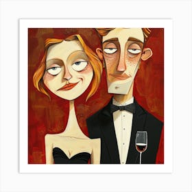 Man And Woman In Tuxedo Art Print