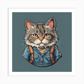 Cat With Backpack Art Print