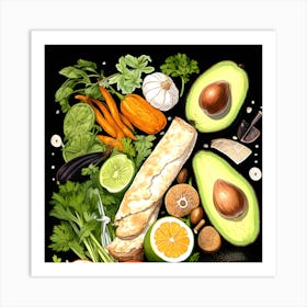 Healthy Food Vector Illustration 1 Art Print