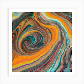 Close-up of colorful wave of tangled paint abstract art 23 Art Print