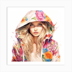 Girl In A Hoodie Art Print