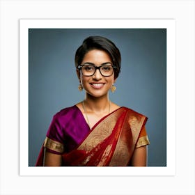 Firefly Indian, Businesswoman, Confident, 30s, Formal, Saree, Modern Twist, Short Hair, Styled Hair, (10) Art Print