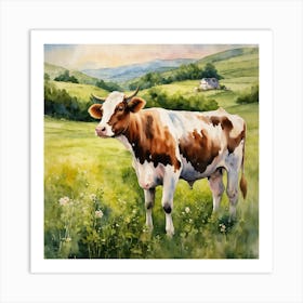 Cow In The Meadow Art Print