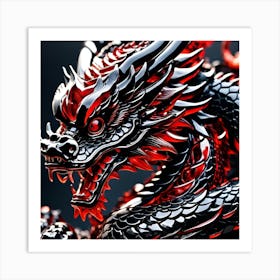 Red & Black Glass Chinese Dragon Art Print